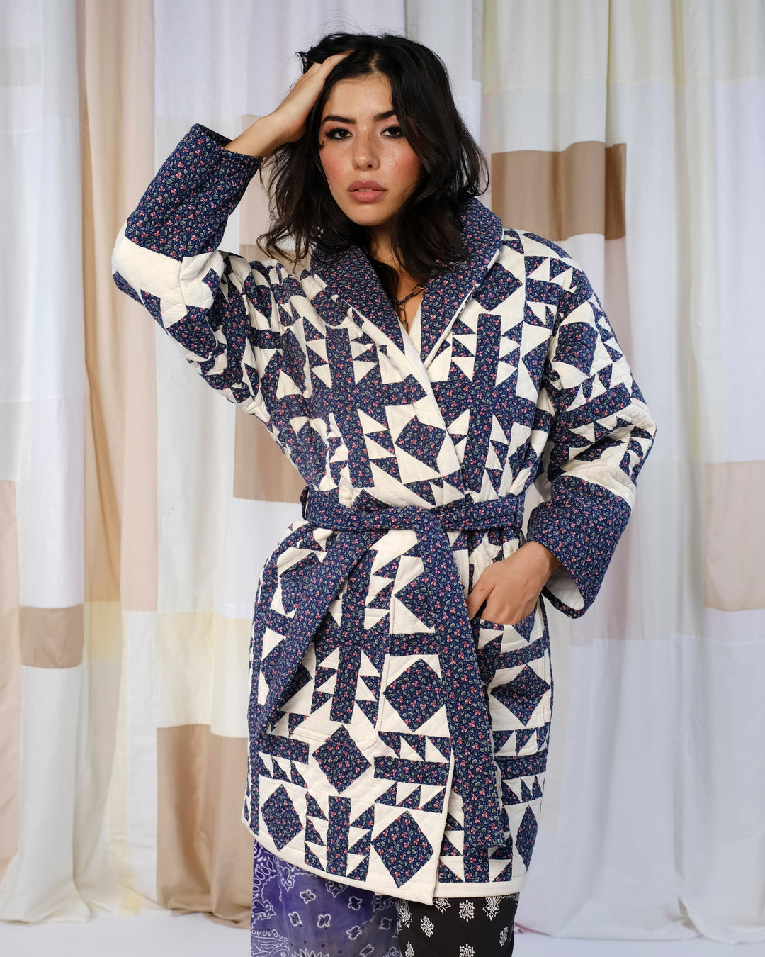 9 Patch Quilt Robe Coat