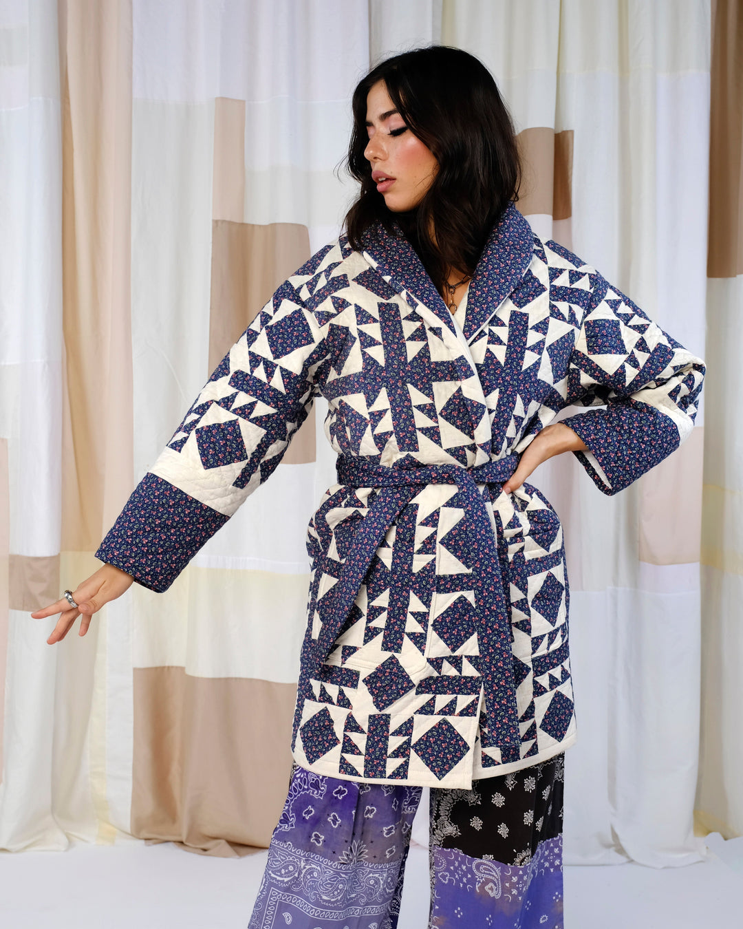 Wool Suit Quilt Robe Coat