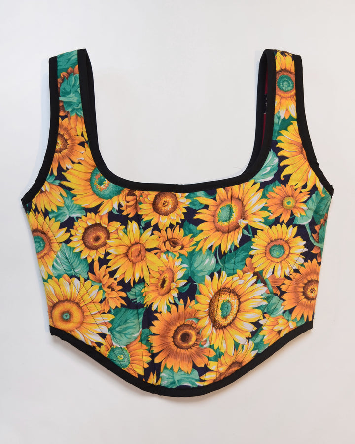 Moo Cow Reversible Sunflower Corset Top, L/XL