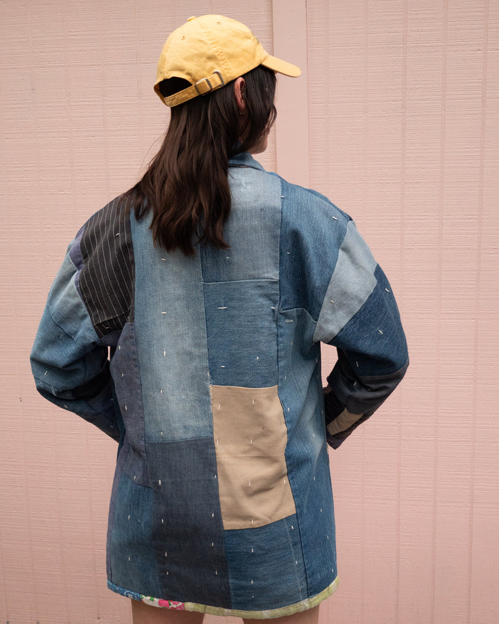 Denim Patchwork Quilt Chore Coat