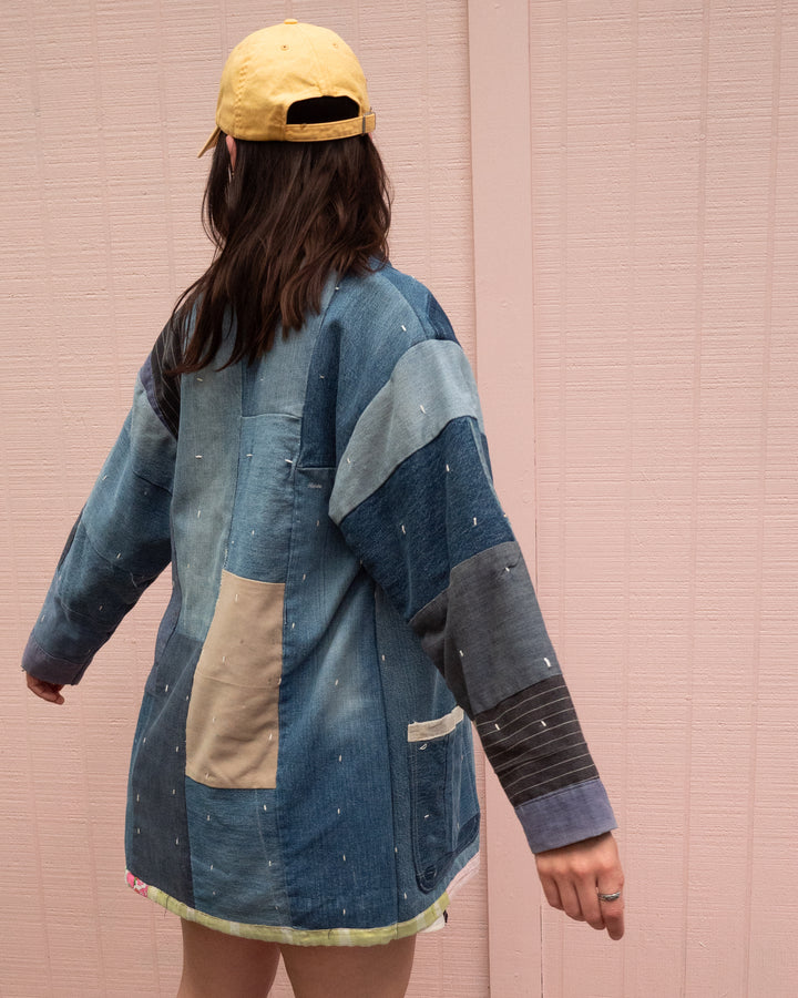 Denim Patchwork Quilt Chore Coat