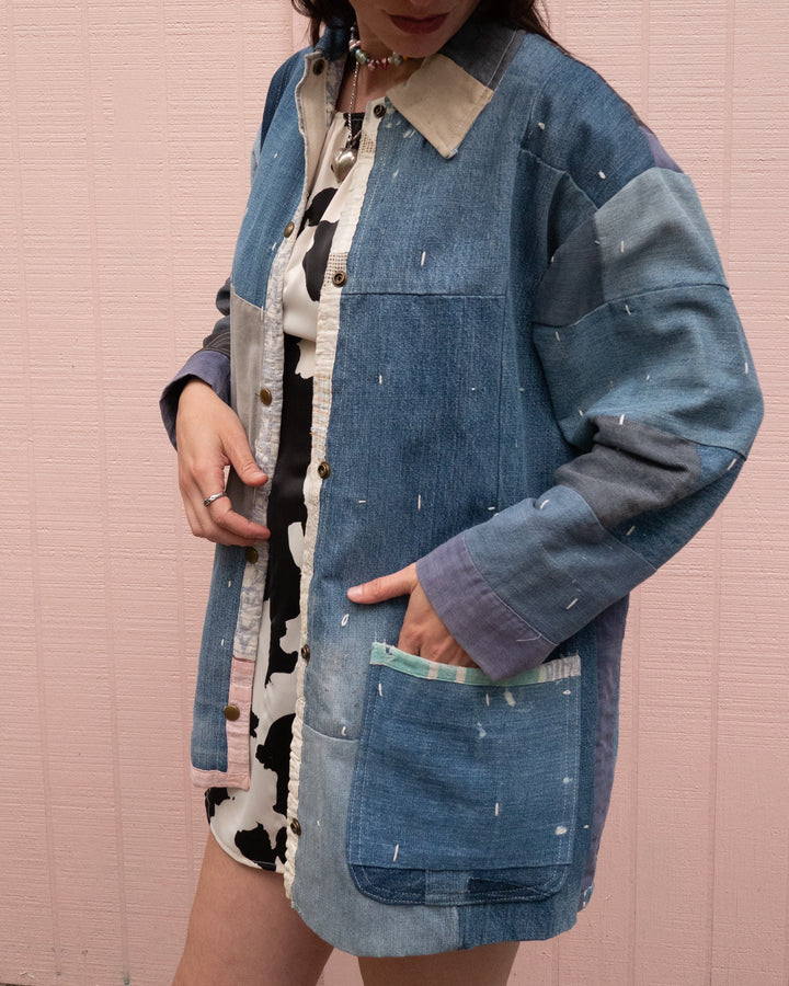 Denim Patchwork Quilt Chore Coat