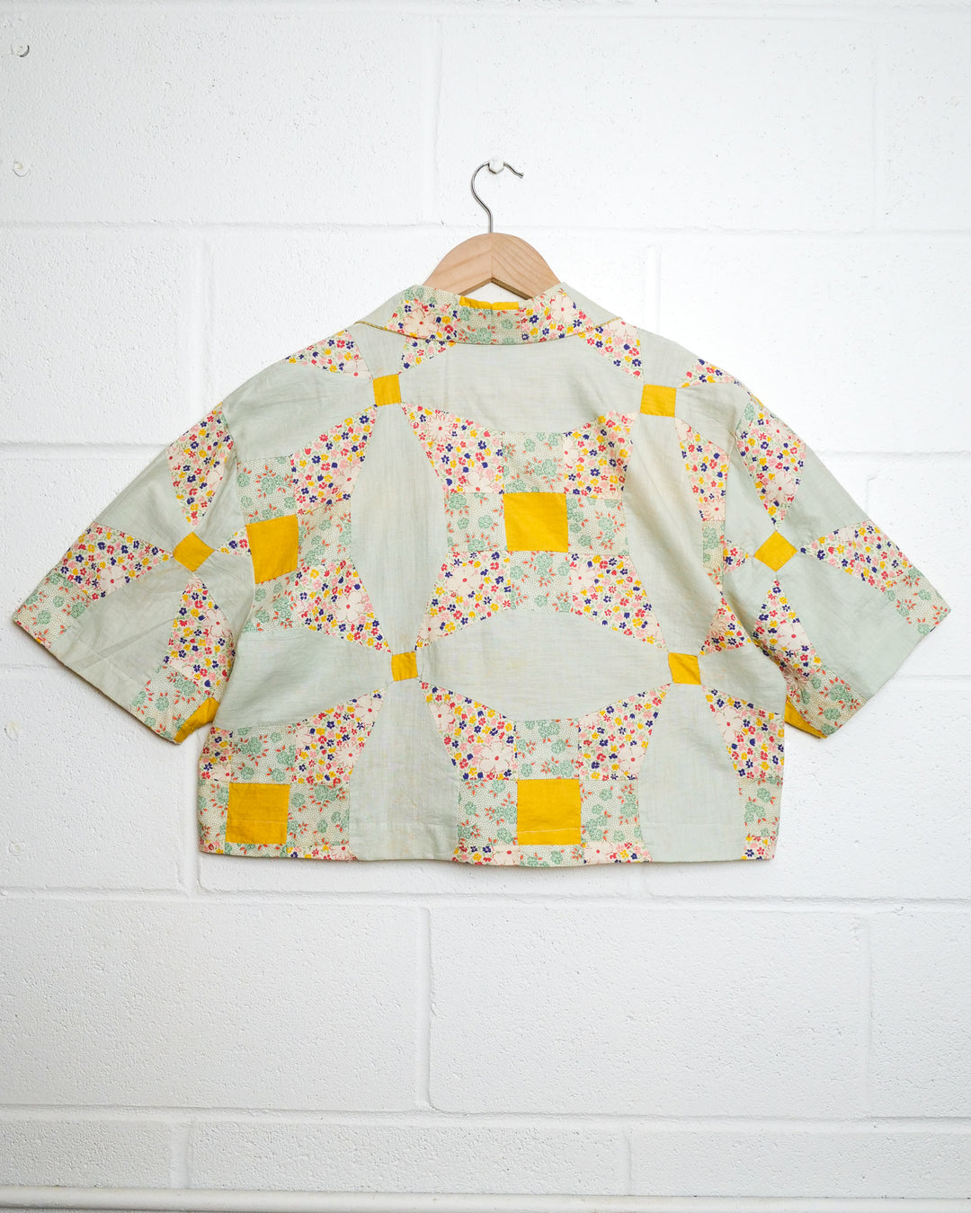 Calico Cropped Quilt Camp Shirt, XL