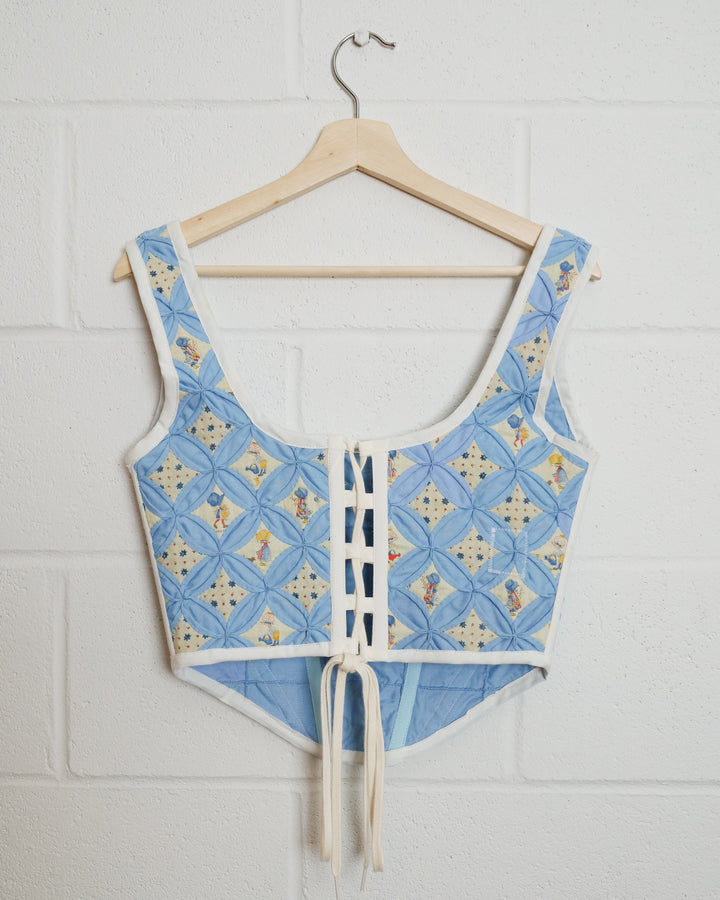 Blue Doll Quilt Corset, S