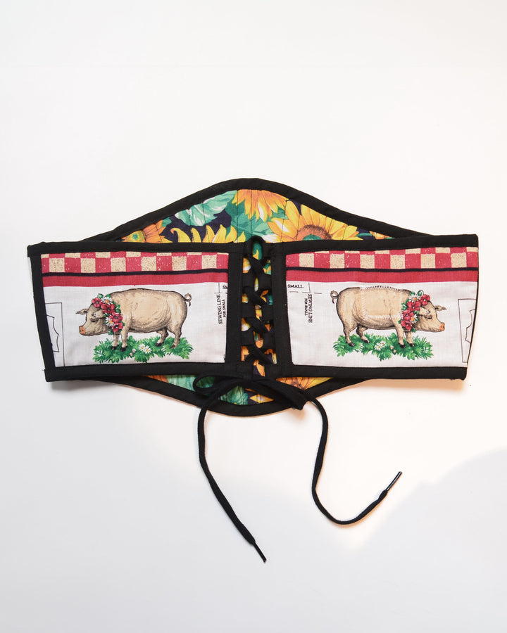 Moo Cow Reversible Sunflower Corset Belt, M/L