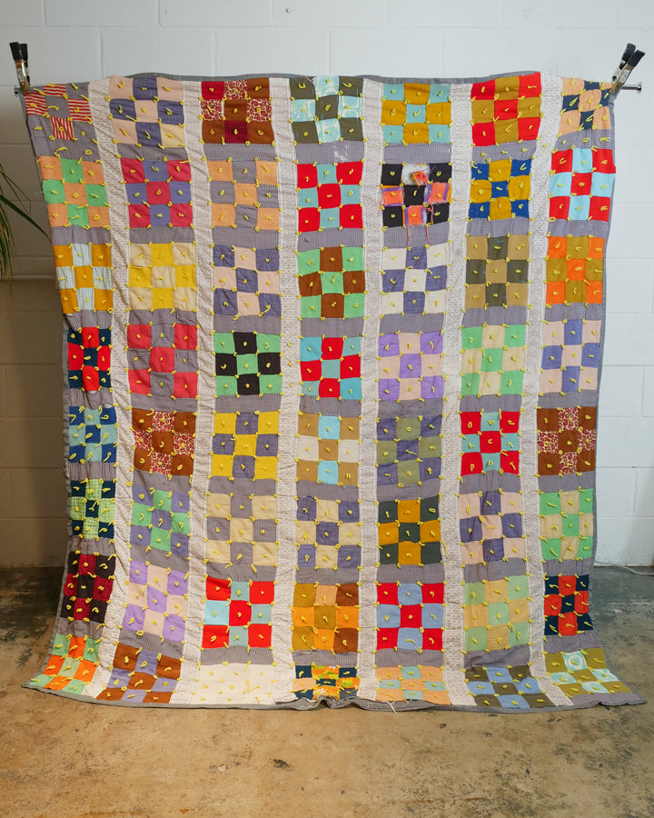 Hand Tied 9 Patch Quilt Chore Coat