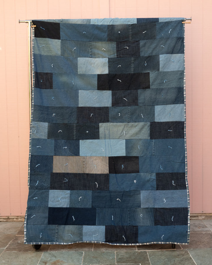 Denim Brickwork Quilt Robe Coat