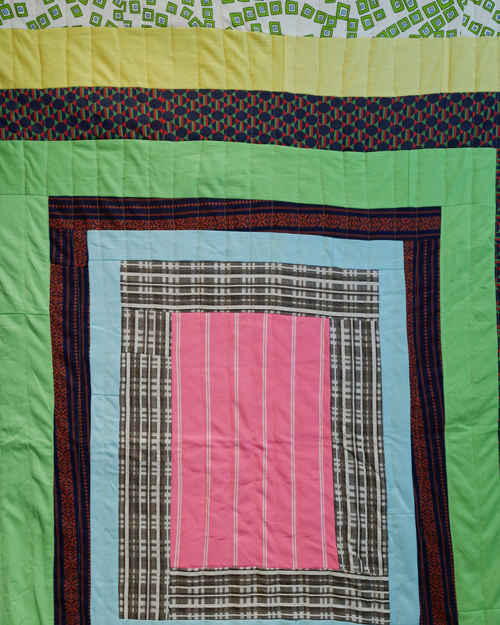 Square in Square Polyester Quilt Overalls