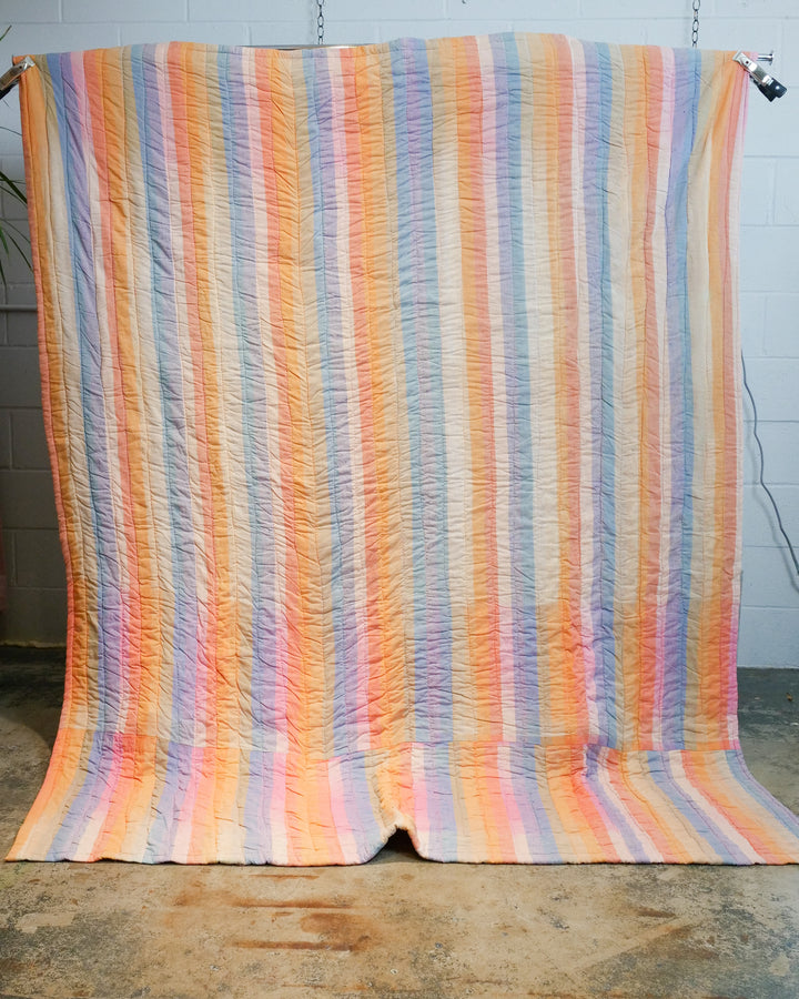 Rainbow Stripe Quilt Chore Coat