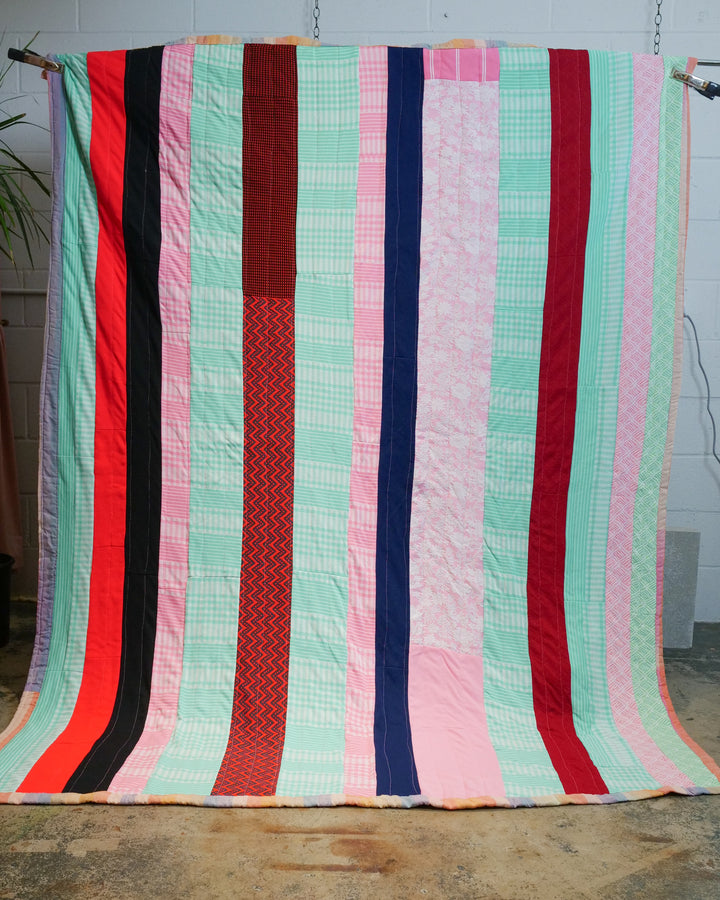 Rainbow Stripe Quilt Chore Coat